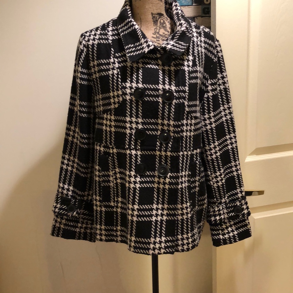 Black and white pea coat